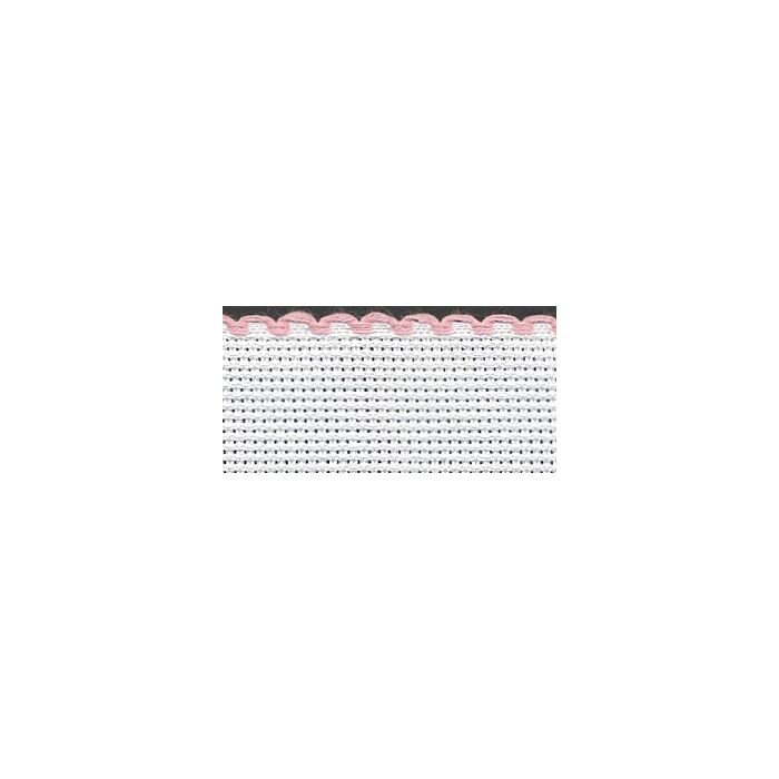 3in / 8cm White / Pink Edged Aida Band - 1m