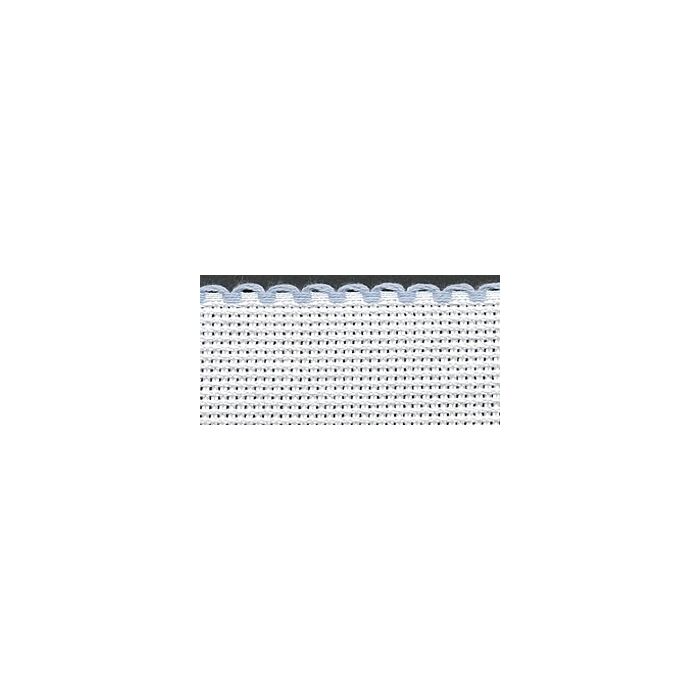 1in / 2.5cm White / Light Blue Edged Aida Band - 1m