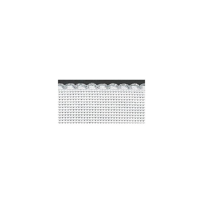1in / 2.5cm White / Silver Edged Aida Band - 1m