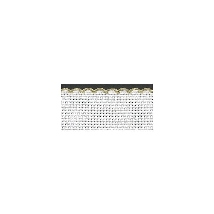 4in / 10cm White / Gold Edged Aida Band - 1m