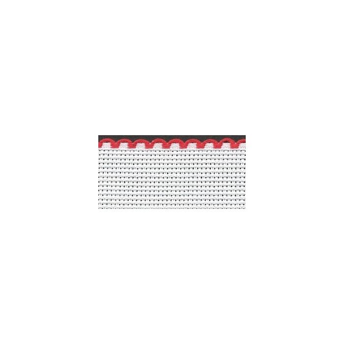 1in / 2.5cm White / Red Edged Aida Band - 1m