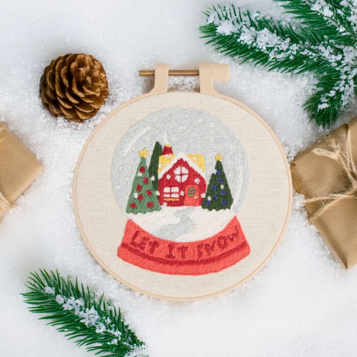 Simply Make Small Embroidery by Numbers Kit - Snow Globe