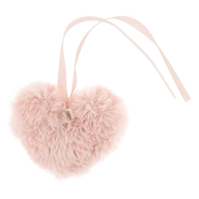 Heart Faux Fur Pom - Baby Pink