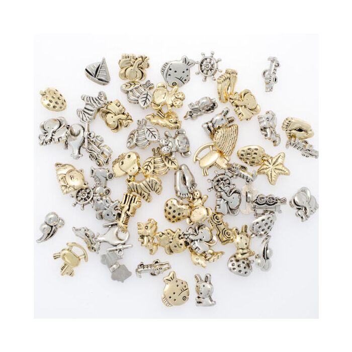 Novelty Craft Buttons/Charms available in Gold & Silver - 4 Pack