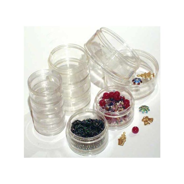 SB50 - Pack of 5x 50mm Clear Plastic Stacker Jars
