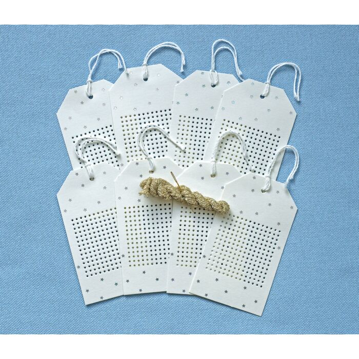 Starry Stitchable Tags White/Gold