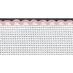1.5in / 3cm White / Pink Edged Aida Band - 1m