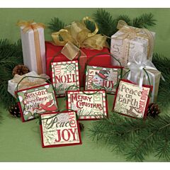 Counted Cross Stitch Kit: Ornament: Christmas Sayings: Set of 6