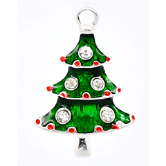 Christmas Tree Charm - Enamel and Rhinestone