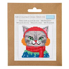 Cat Ear Muffs Cross Stitch Kit