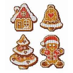 Orchidea Counted Cross Stitch Christmas Ginger Cakes Ornaments