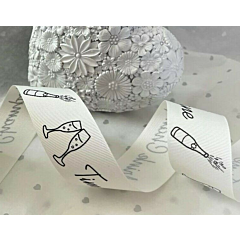 Time to drink Champagne Ivory Grosgrain Ribbon 38mm