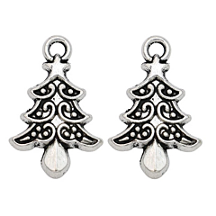 Christmas Tree - Antique Silver Tone - 3 Pack
