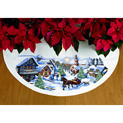Dimensions Tree Skirt Sleigh Ride Cross Stitch Kit