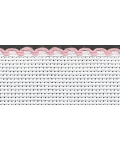 1in / 2.5cm White / Pink Edged Aida Band - 1m