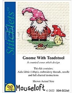 Mouseloft Gnome with Toadstool Cross Stitch Kit - 004-S02stl