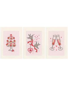 Vervaco Counted Cross Stitch Kit Wedding Greeting Cards Set of 3